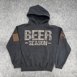 Grunt Style Hoodie Mens Small Beer Season Black Camo Graphic Pullover